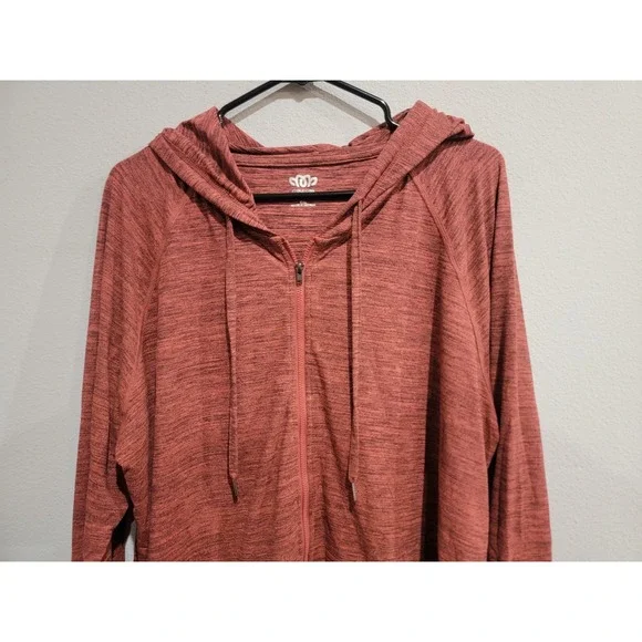 Maurices In Motion Zip-Up Long Sleeve Hoodie Lightweight Heathered Red Size XXL - Picture 2 of 7